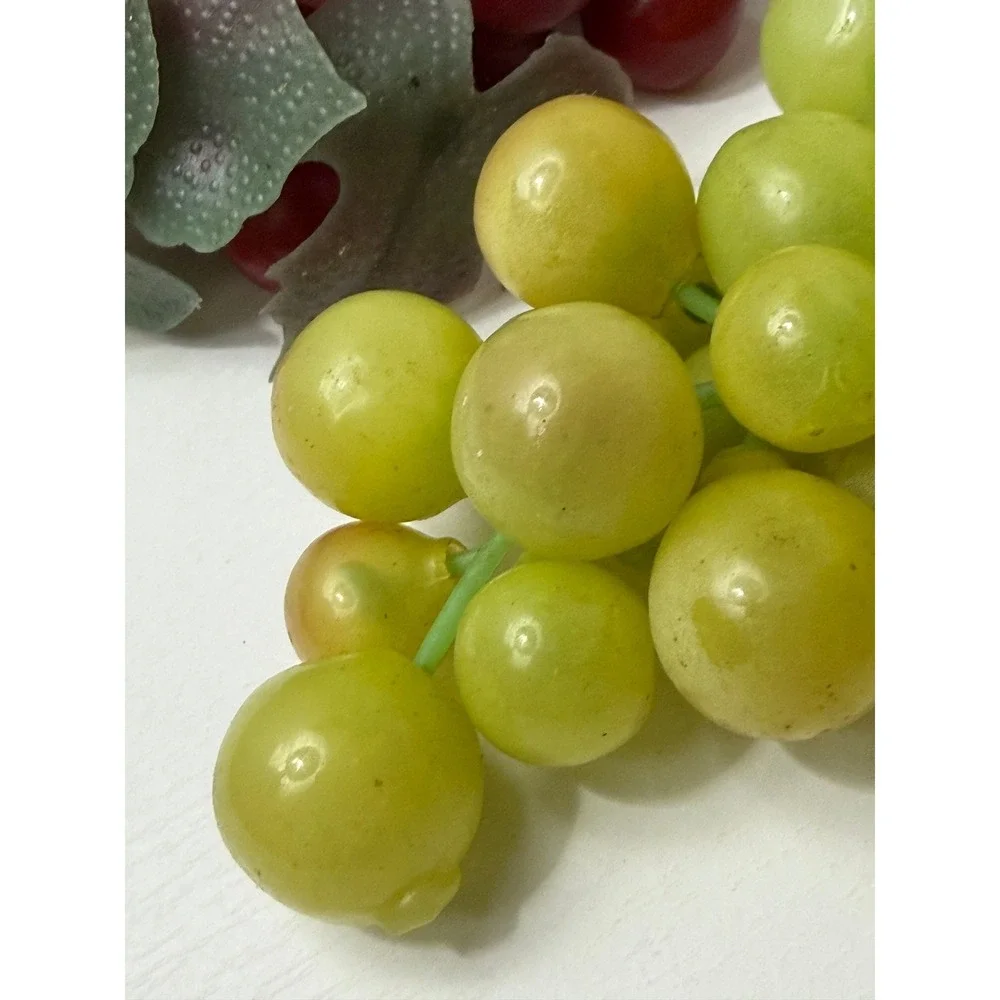 Vintage Grape Bunch Cluster Faux Fruit Kitchen Decor Set of 2 Red Green